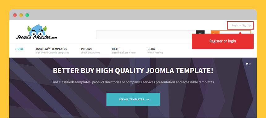 Register or Log in at Joomla-Monster.com