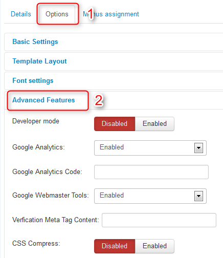 1 advanced features tab