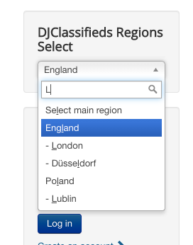 Lista wyboru regionów